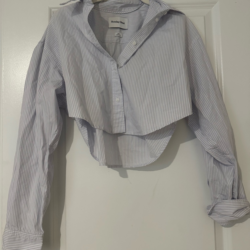 Sunday Best Striped Cropped Shirt
